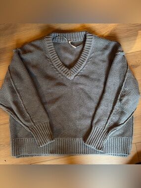 Free People V-Neck Sweater in Gray